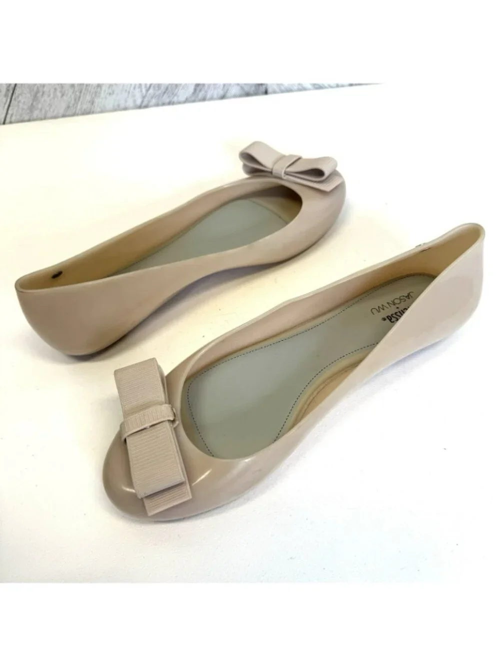 Melissa x Jason Wu Bow Jelly Ballet Flats Shoes Nude Blush Womens US Size 9